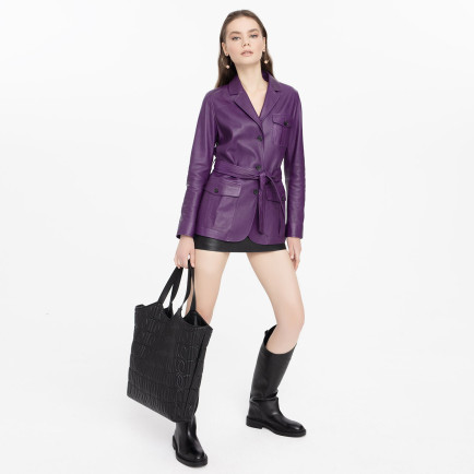 Aloha Mor Kadın Deri Ceket Aloha Mor Kadın Deri Ceket