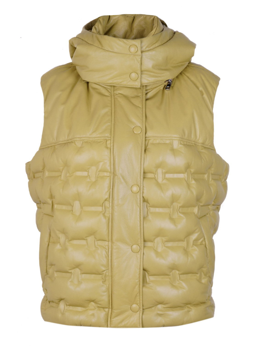 Anitra Kadın Kapüşonlu Puffer Deri Yelek Anitra Kadın Kapüşonlu Puffer Deri Yelek