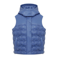 Anitra Mavi Kadın Kapüşonlu Puffer Deri Yelek Anitra Mavi Kadın Kapüşonlu Puffer Deri Yelek