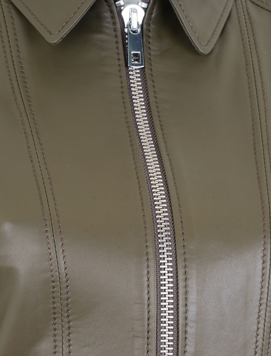 Adelie Haki Kadın Deri Mont Adelie Haki Kadın Deri Mont