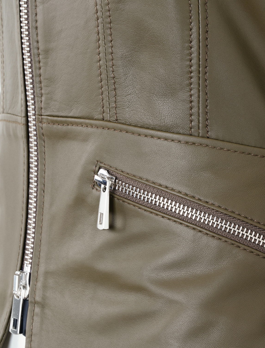 Adelie Haki Kadın Deri Mont Adelie Haki Kadın Deri Mont