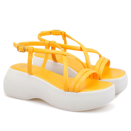 Kadın Sarı Dolgu Tabanlı Sandalet Kadın Sarı Dolgu Tabanlı Sandalet