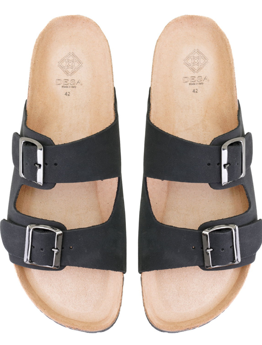 Karina Siyah Erkek Ayarlanabilir Tokalı Nubuk Deri Terlik Karina Siyah Erkek Ayarlanabilir Tokalı Nubuk Deri Terlik