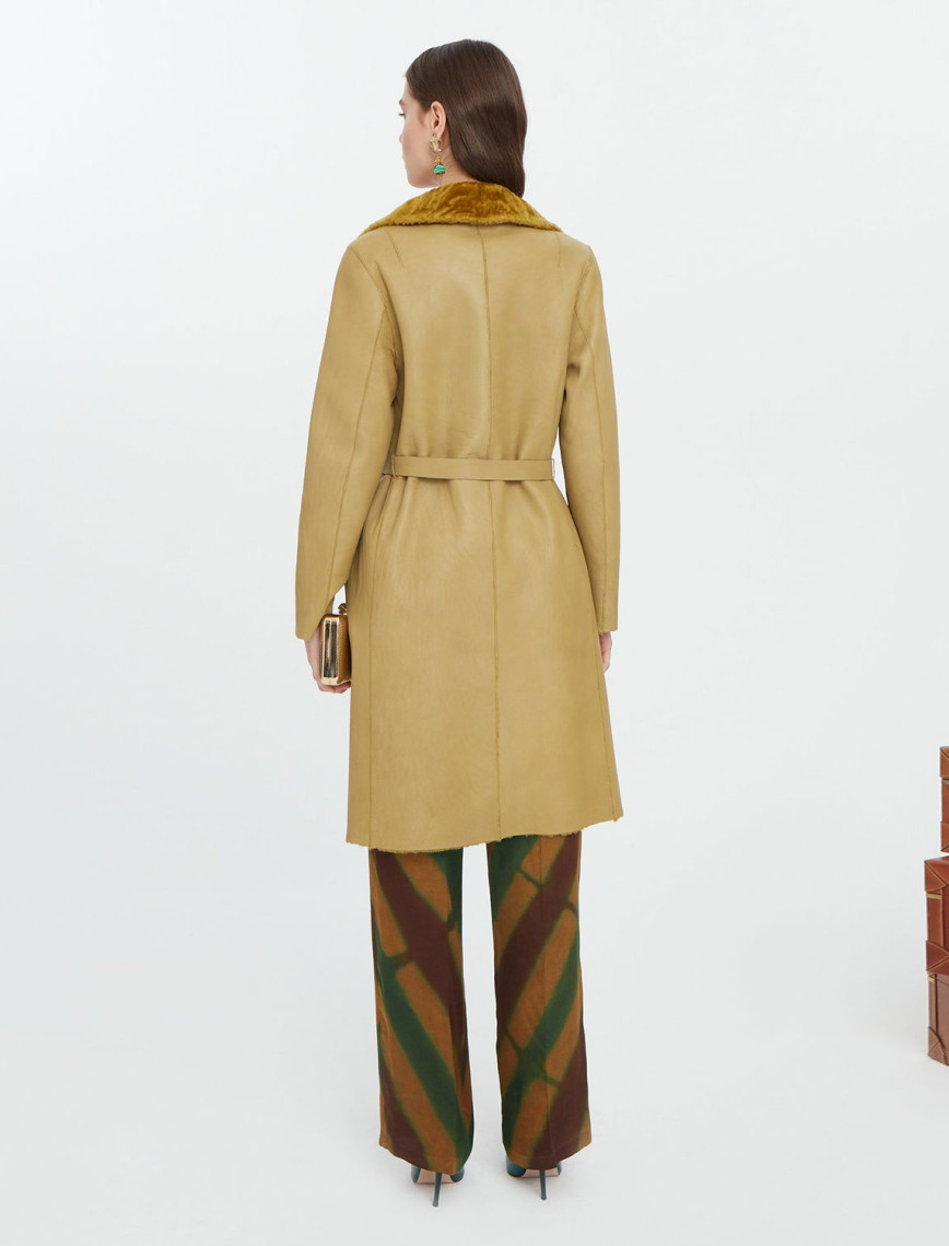 Charla Yeşil Kadın Çift Taraflı Yünlü Kaban Charla Yeşil Kadın Çift Taraflı Yünlü Kaban