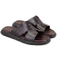 Fabiola Kahve Erkek Kroko Baskılı Deri Terlik Fabiola Kahve Erkek Kroko Baskılı Deri Terlik