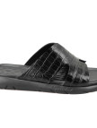 Fabiola Siyah Erkek Kroko Baskılı Deri Terlik Fabiola Siyah Erkek Kroko Baskılı Deri Terlik