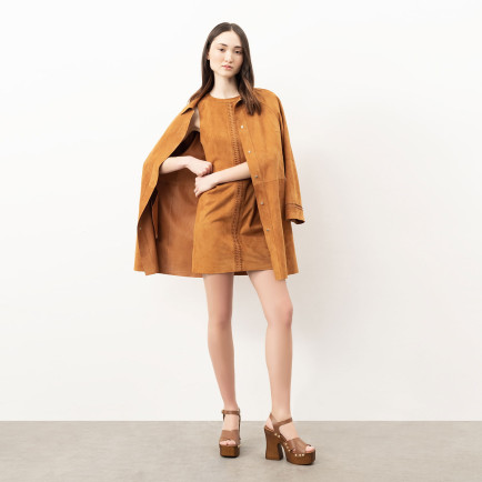 Ysabel Konyak Kadın Süet Deri Pardösü Ysabel Konyak Kadın Süet Deri Pardösü