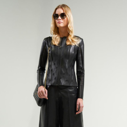 Marita Kadın Dairesel Panelli Deri Ceket Marita Kadın Dairesel Panelli Deri Ceket