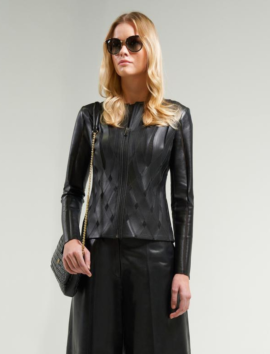 Marita Kadın Dairesel Panelli Deri Ceket Marita Kadın Dairesel Panelli Deri Ceket