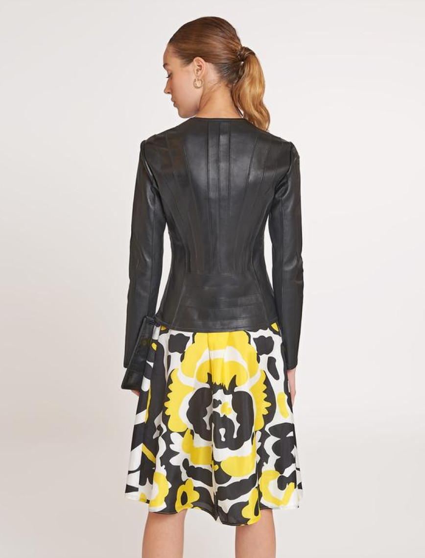 Deundria Kadın Fit Panelli Deri Ceket