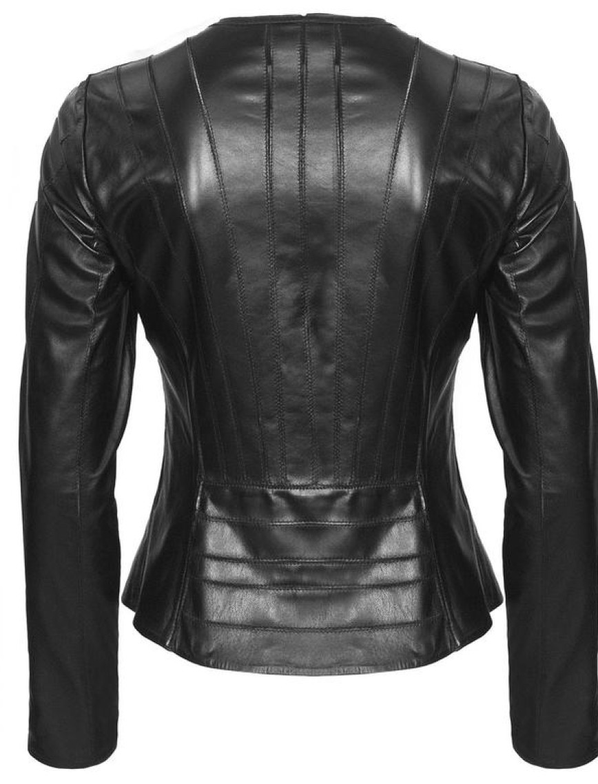 Deundria Kadın Fit Panelli Deri Ceket