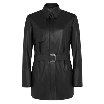 Kelly Siyah Kadın Deri Trençkot Kelly Siyah Kadın Deri Trençkot