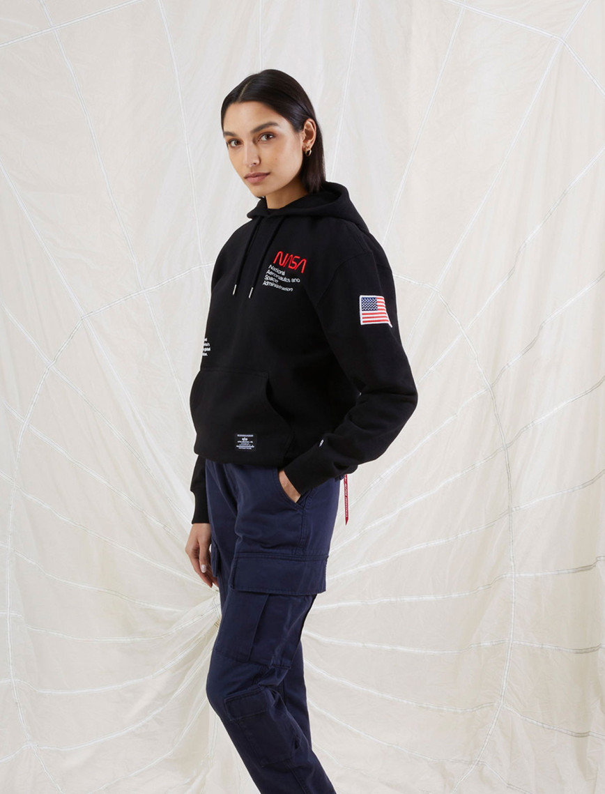 Alpha Industries Nasa Erkek Siyah Hoodie