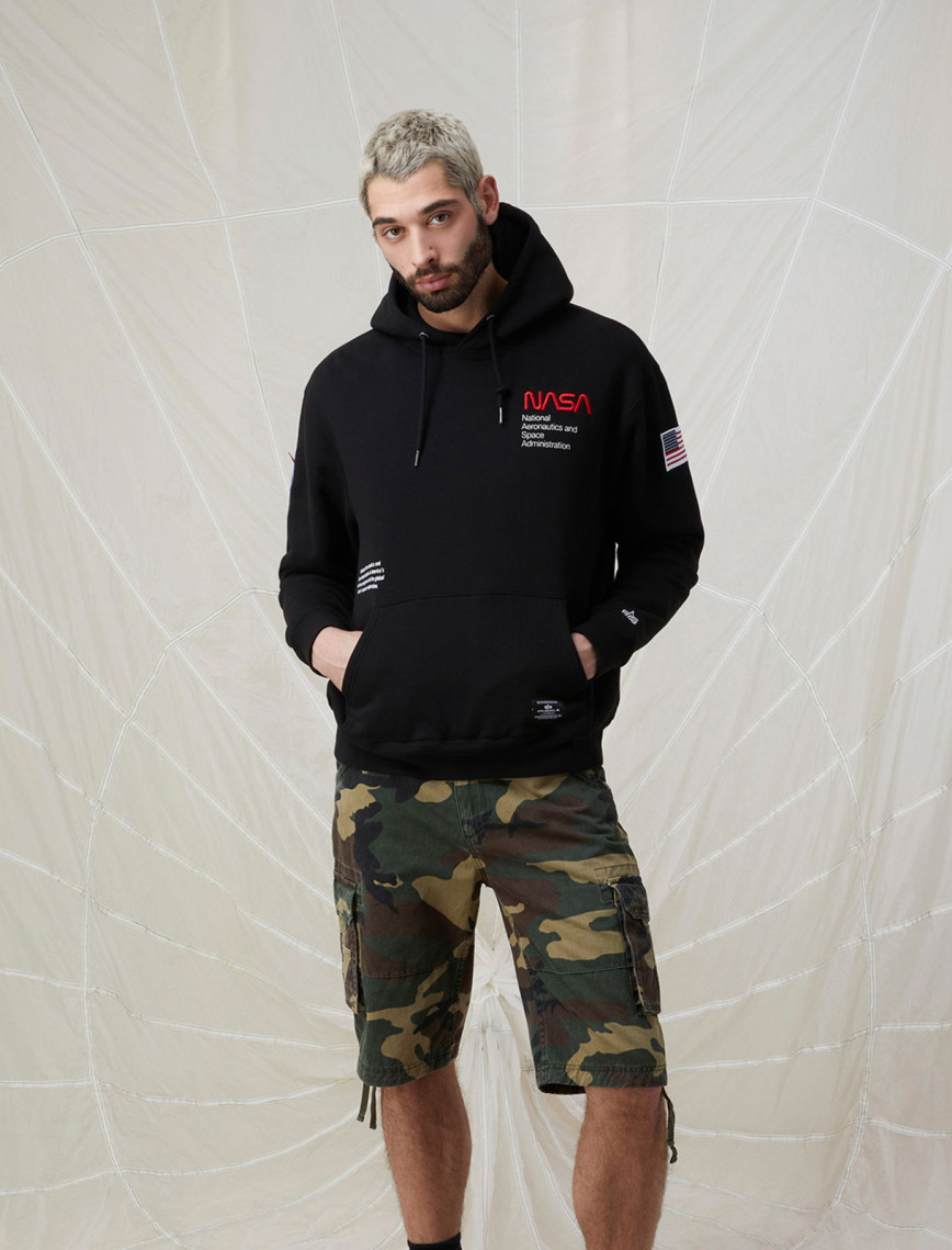 Alpha Industries Nasa Erkek Gri Hoodie Alpha Industries Nasa Erkek Gri Hoodie