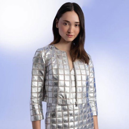 Terra Gümüş Kadın Panelli Deri Ceket Terra Gümüş Kadın Panelli Deri Ceket