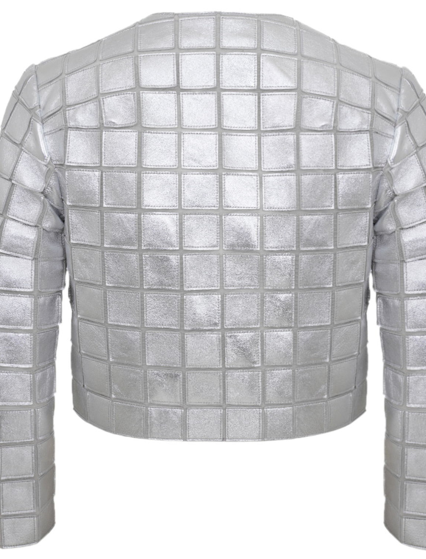 Terra Gümüş Kadın Panelli Deri Ceket Terra Gümüş Kadın Panelli Deri Ceket