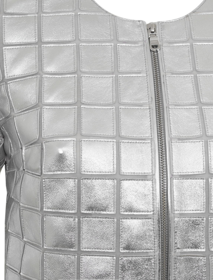 Terra Gümüş Kadın Panelli Deri Ceket Terra Gümüş Kadın Panelli Deri Ceket