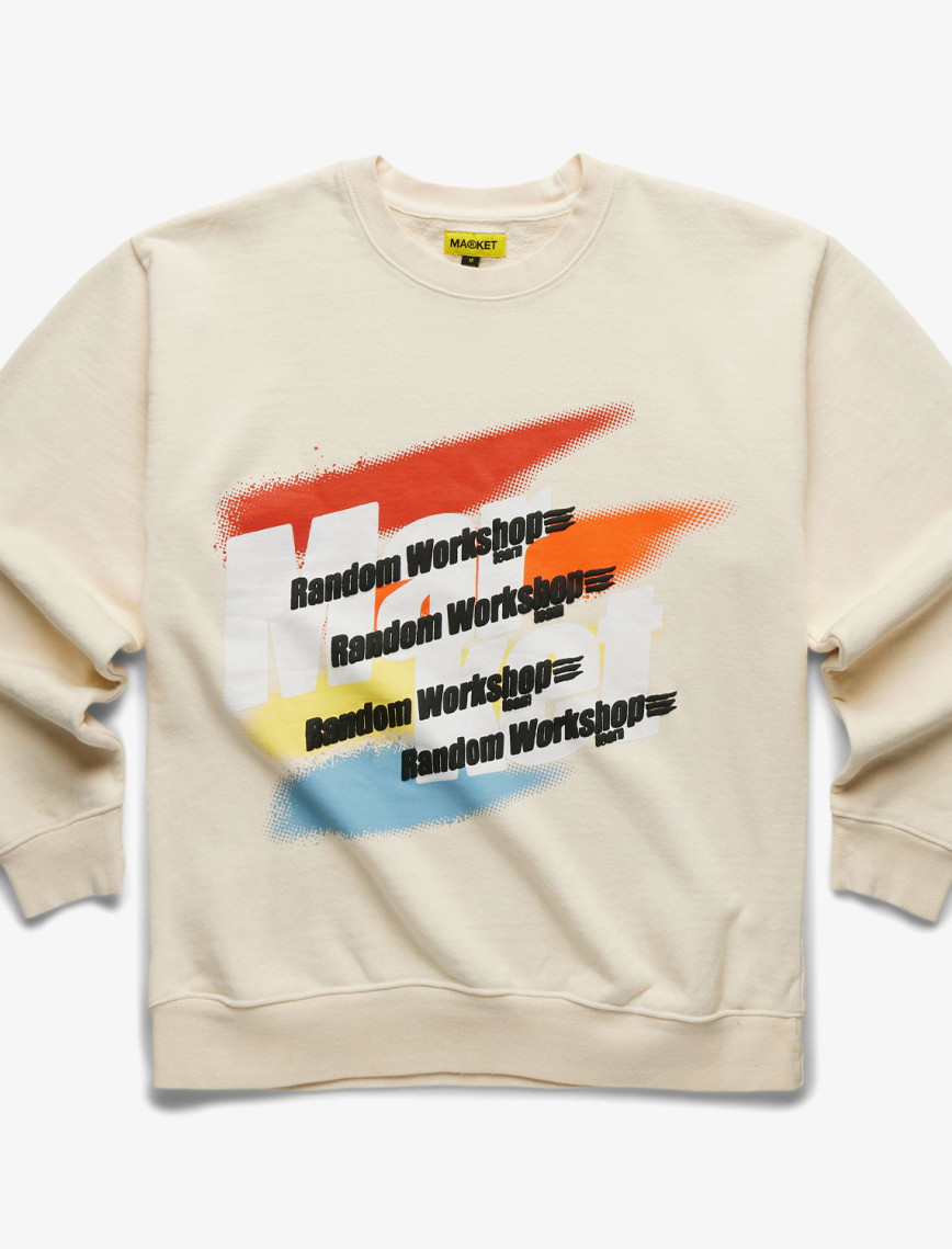 Market Random Workshop Splatter Crewneck Erkek Krem Sweatshirt Market Random Workshop Splatter Crewneck Erkek Krem Sweatshirt