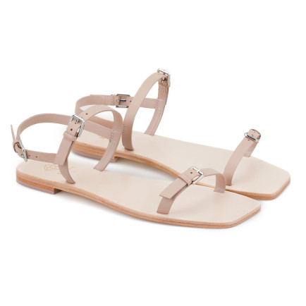 Kadın Bej Ayarlanabilir Tokalı Deri Sandalet Kadın Bej Ayarlanabilir Tokalı Deri Sandalet