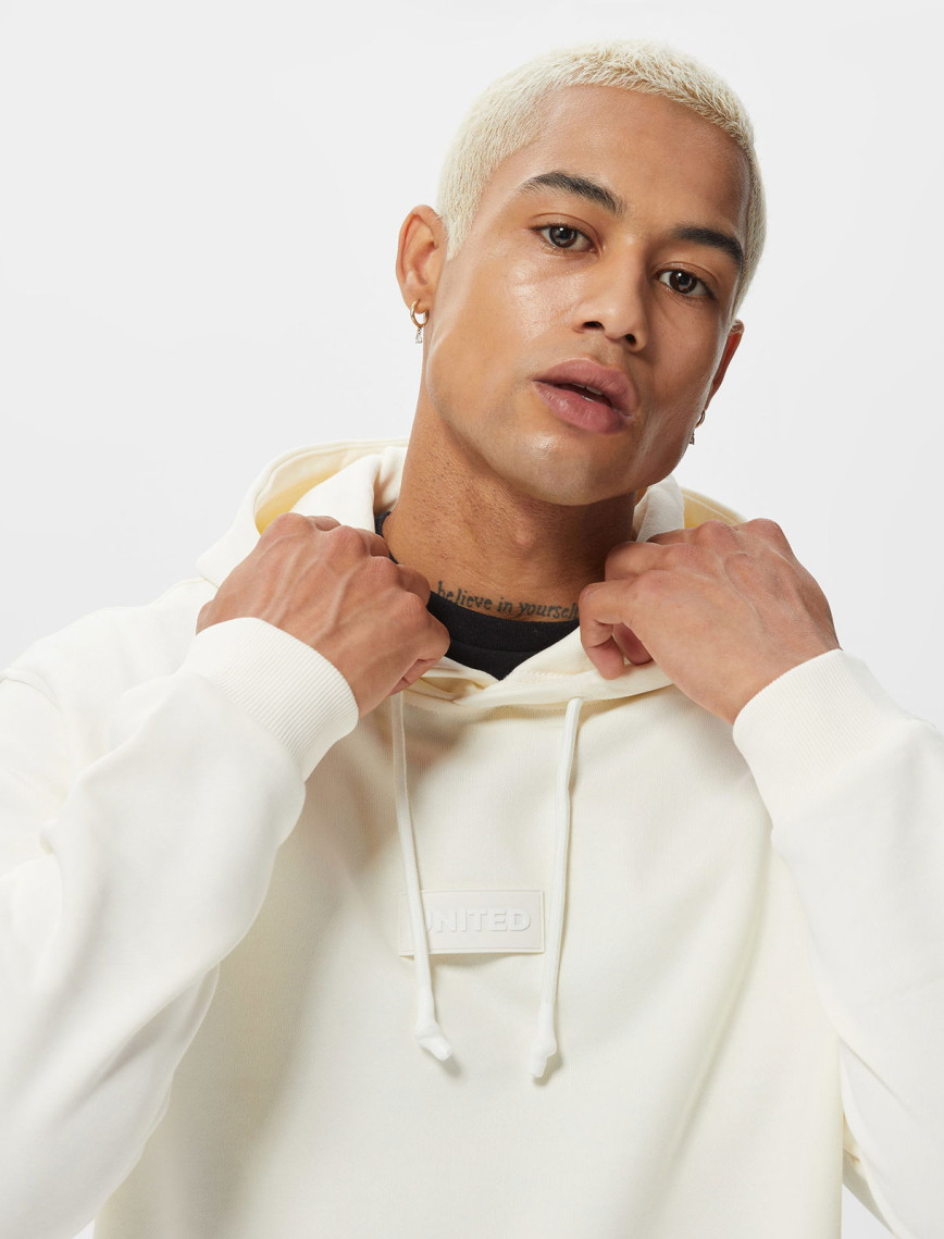 UNITED4 Classic Erkek Beyaz Hoodie UNITED4 Classic Erkek Beyaz Hoodie