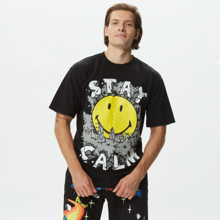 Market Smiley Stay Calm Erkek Siyah T-Shirt Market Smiley Stay Calm Erkek Siyah T-Shirt