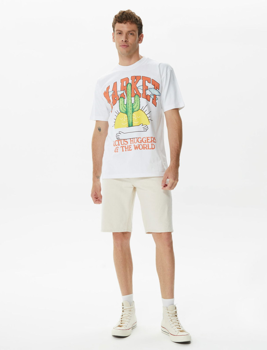 Market Cactus Lovers Erkek Beyaz T-Shirt