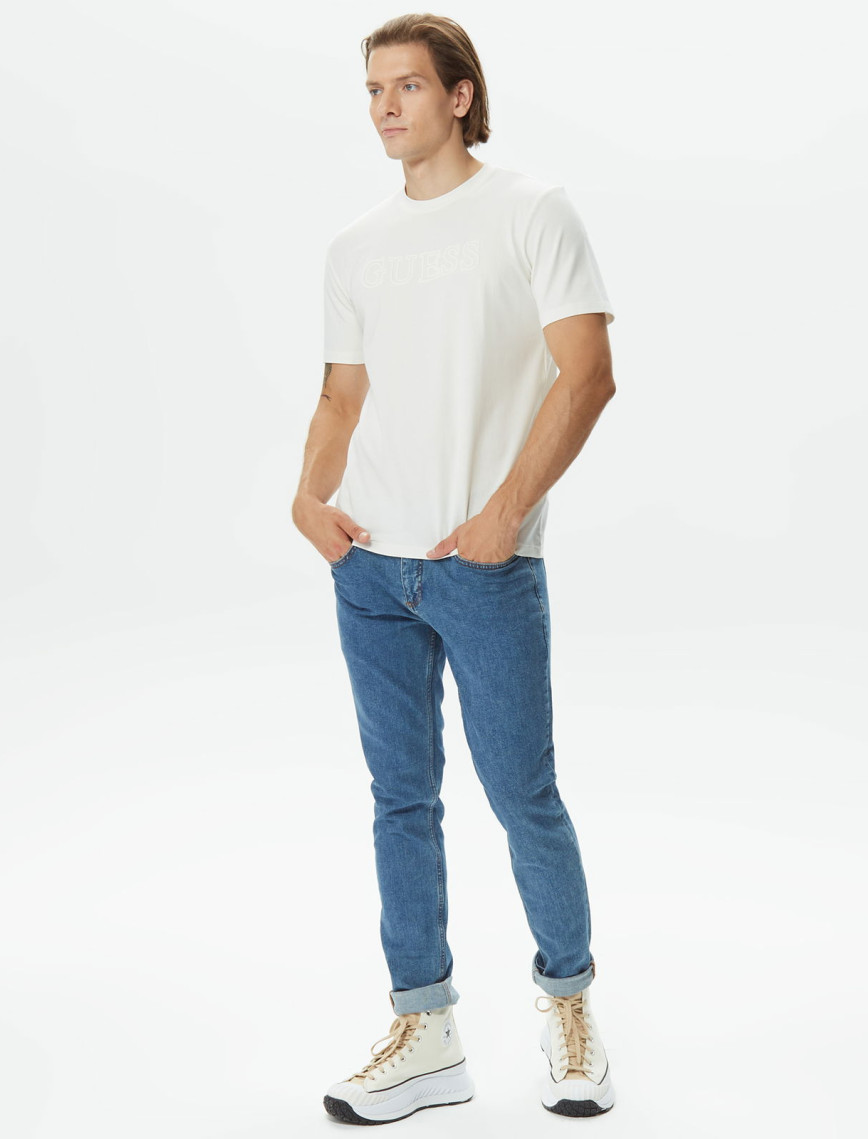 Guess Ss Alphy Mid Organicetch 180 Erkek Krem T-Shirt Guess Ss Alphy Mid Organicetch 180 Erkek Krem T-Shirt