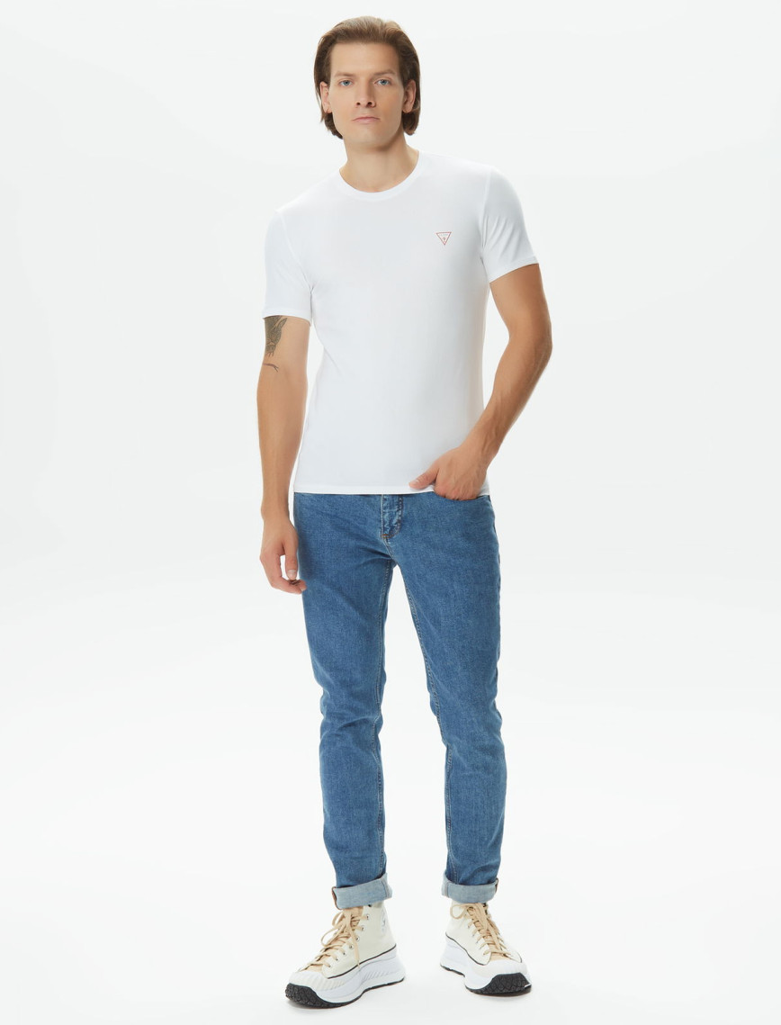 Guess Str Mid Organic Stretch Jersey 180 Erkek Beyaz T-Shirt Guess Str Mid Organic Stretch Jersey 180 Erkek Beyaz T-Shirt