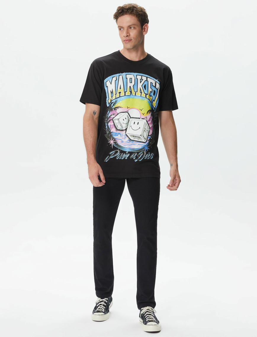 Market Smiley Pair of Dice Erkek Siyah T-Shirt Market Smiley Pair of Dice Erkek Siyah T-Shirt
