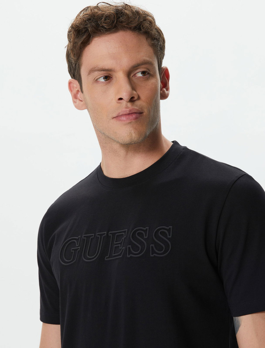 Guess Alphy Mid Organic Stretch Jersey 180 Erkek Siyah T-Shirt Guess Alphy Mid Organic Stretch Jersey 180 Erkek Siyah T-Shirt