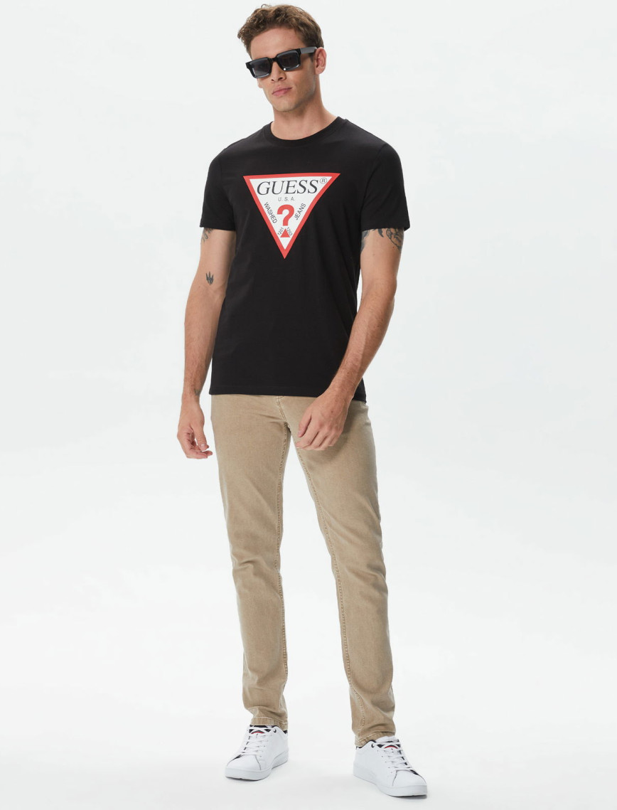 Guess Original Logo Mid Organic Stream Jersey 180 Erkek Siyah T-Shirt Guess Original Logo Mid Organic Stream Jersey 180 Erkek Siyah T-Shirt