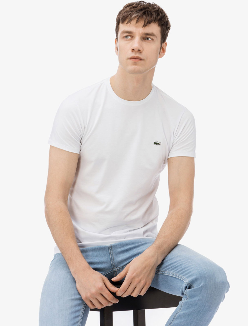 Lacoste Erkek Slim Fit Bisiklet Yaka Beyaz T-Shirt Lacoste Erkek Slim Fit Bisiklet Yaka Beyaz T-Shirt