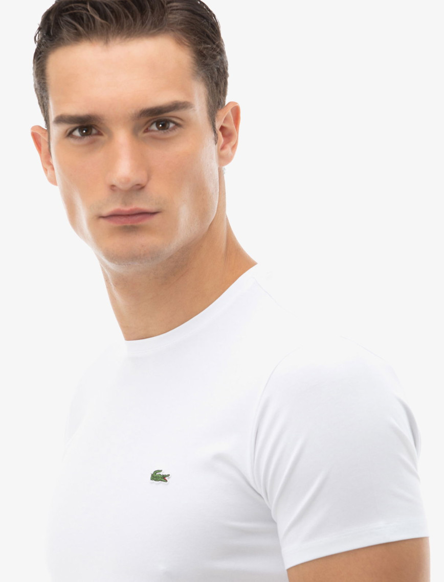 Lacoste Erkek Slim Fit Bisiklet Yaka Beyaz T-Shirt Lacoste Erkek Slim Fit Bisiklet Yaka Beyaz T-Shirt