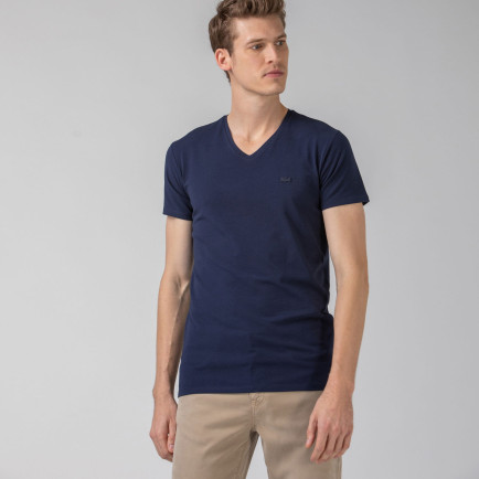 Lacoste Erkek Regular Fit V Yaka Lacivert T-Shirt Lacoste Erkek Regular Fit V Yaka Lacivert T-Shirt