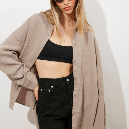 Oversize %100 Keten Gömlek Oversize %100 Keten Gömlek