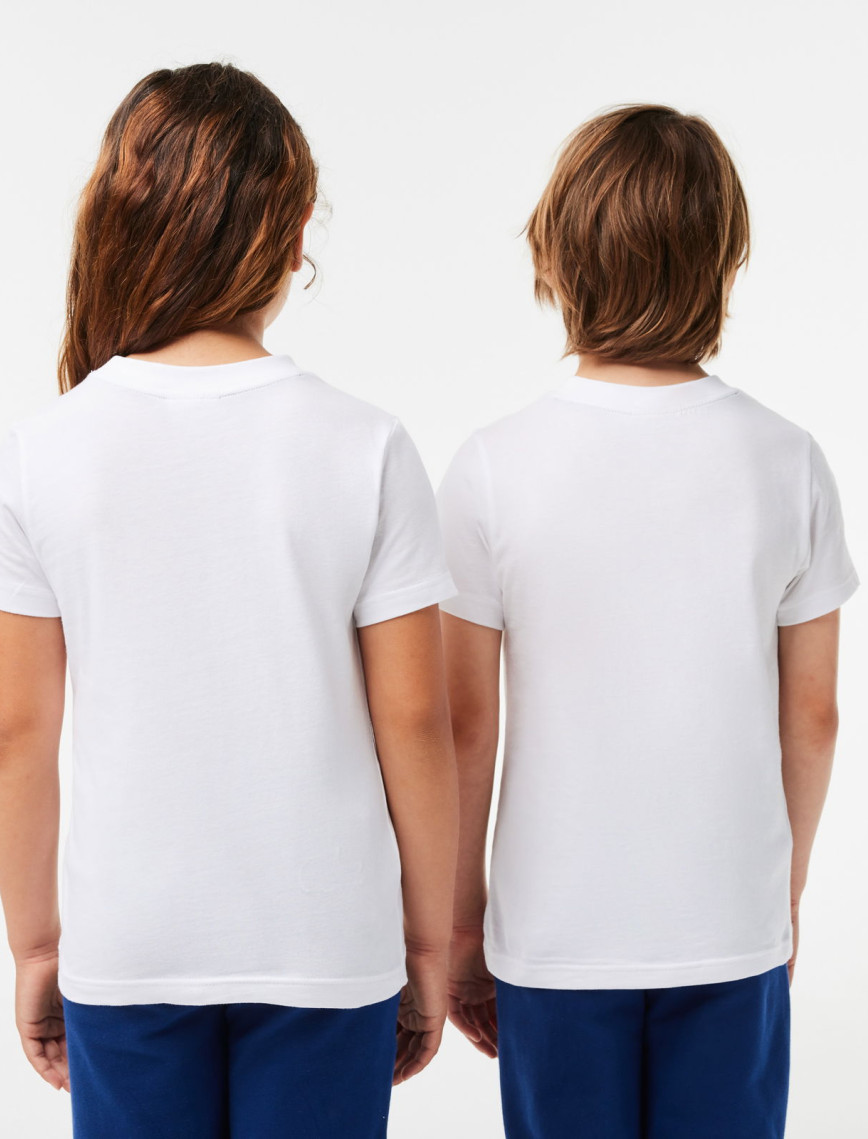 Lacoste Çocuk Bisiklet Yaka Beyaz T-Shirt Lacoste Çocuk Bisiklet Yaka Beyaz T-Shirt