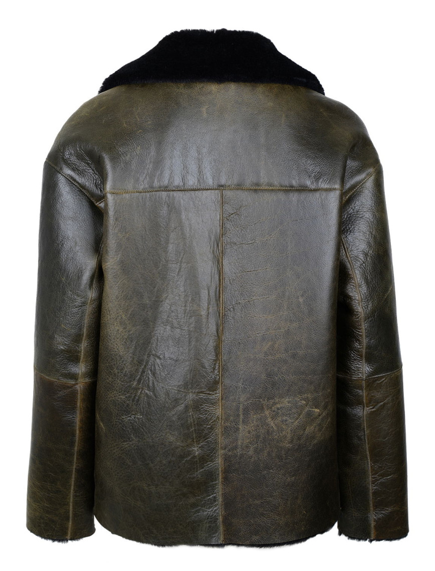 Charae Haki Kadın Eskitme Kürk Mont Charae Haki Kadın Eskitme Kürk Mont