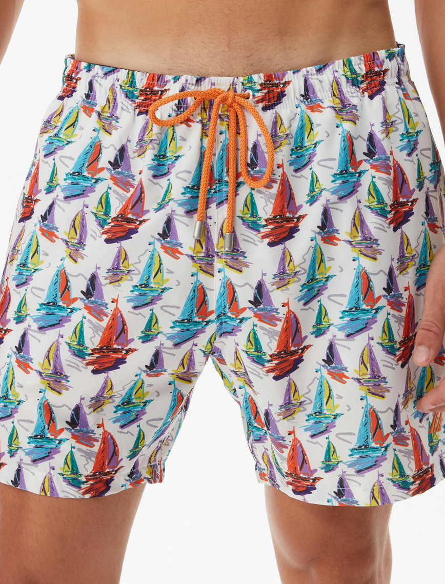 Nautica Erkek Beyaz Baskılı Mayo Şort