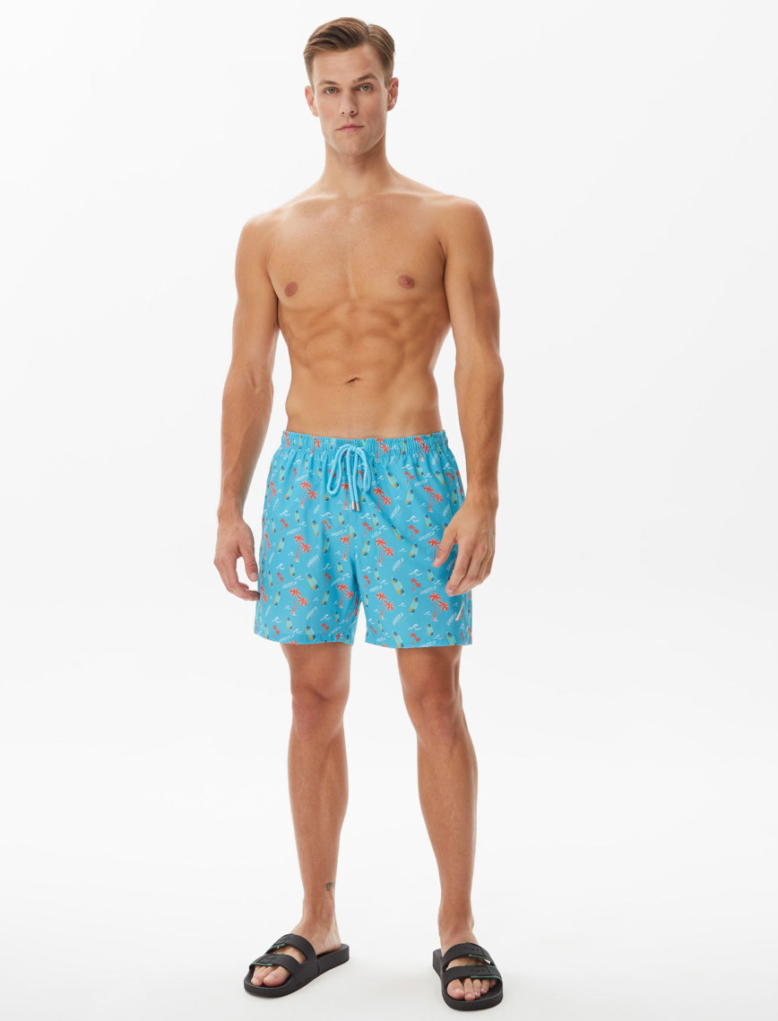 Nautica Erkek Mavi Baskılı Mayo Şort