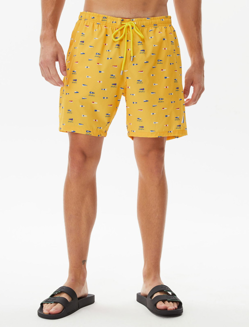 Nautica Erkek Sarı Baskılı Mayo Şort