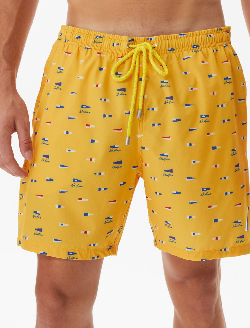 Nautica Erkek Sarı Baskılı Mayo Şort