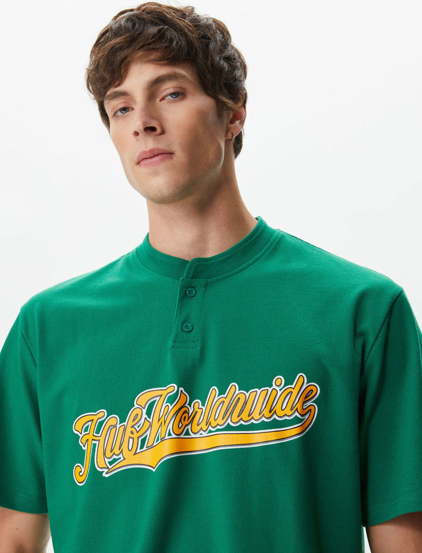 Huf Harlan Baseball Henley Erkek Yeşil T-Shirt Huf Harlan Baseball Henley Erkek Yeşil T-Shirt