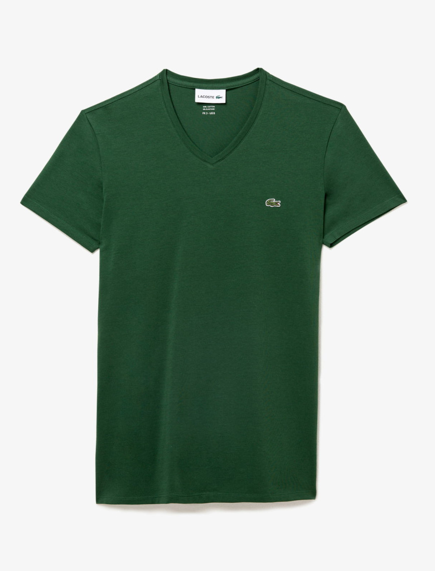 Lacoste Erkek Slim Fit V Yaka Yeşil T-Shirt Lacoste Erkek Slim Fit V Yaka Yeşil T-Shirt