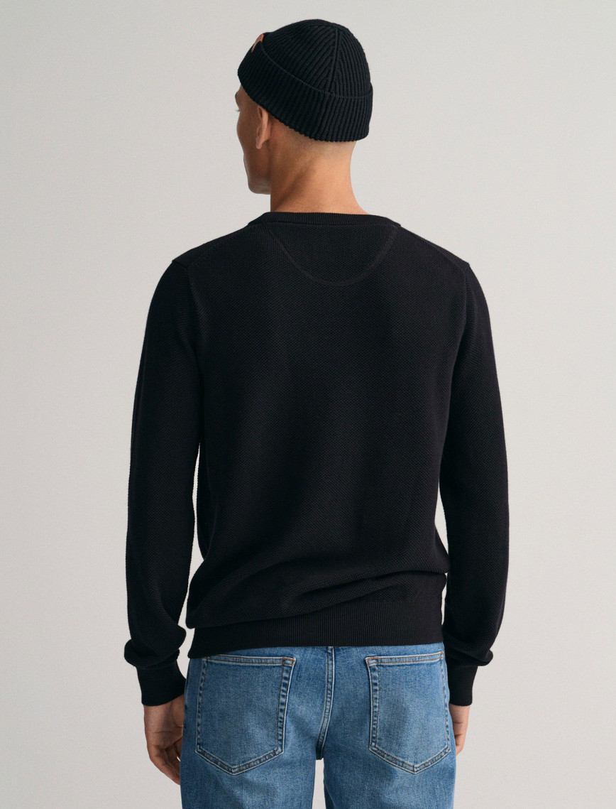 GANT Erkek Siyah Regular Fit Bisiklet Yaka Kazak GANT Erkek Siyah Regular Fit Bisiklet Yaka Kazak