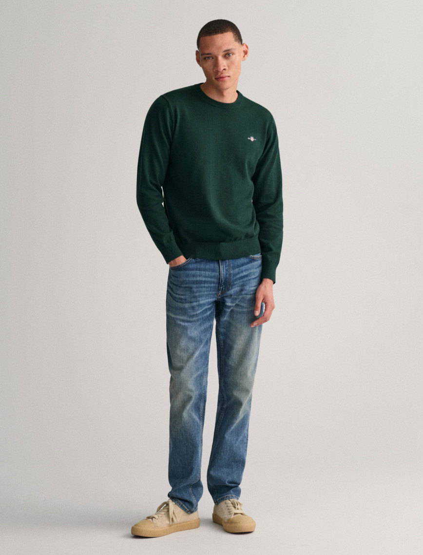 GANT Erkek Yeşil Regular Fit Bisiklet Yaka Kazak GANT Erkek Yeşil Regular Fit Bisiklet Yaka Kazak