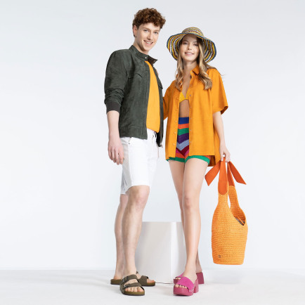 Jemma Turuncu Kadın Kısa Kollu Süet Deri Gömlek Jemma Turuncu Kadın Kısa Kollu Süet Deri Gömlek