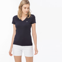 Lacoste Kadın Slim Fit V Yaka Lacivert T-Shirt Lacoste Kadın Slim Fit V Yaka Lacivert T-Shirt