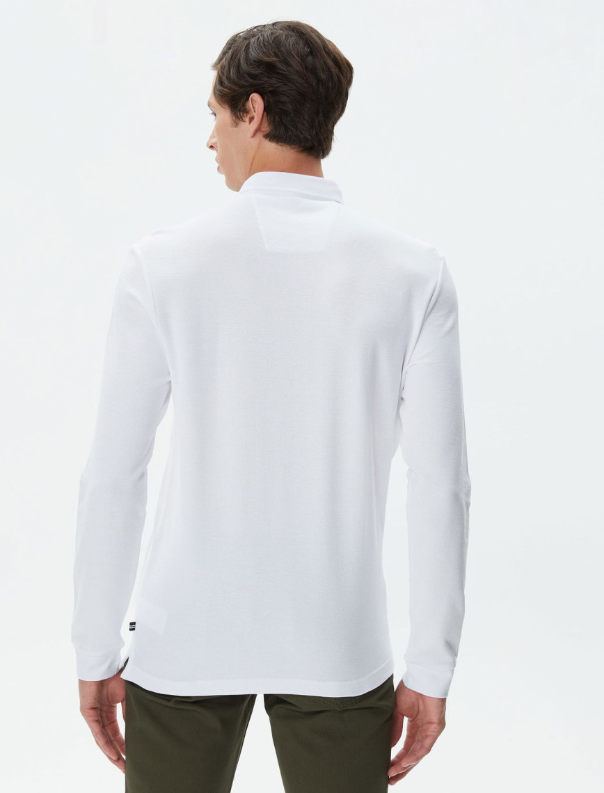 Nautica Erkek Beyaz Slim Fit Uzun Kollu Polo Nautica Erkek Beyaz Slim Fit Uzun Kollu Polo