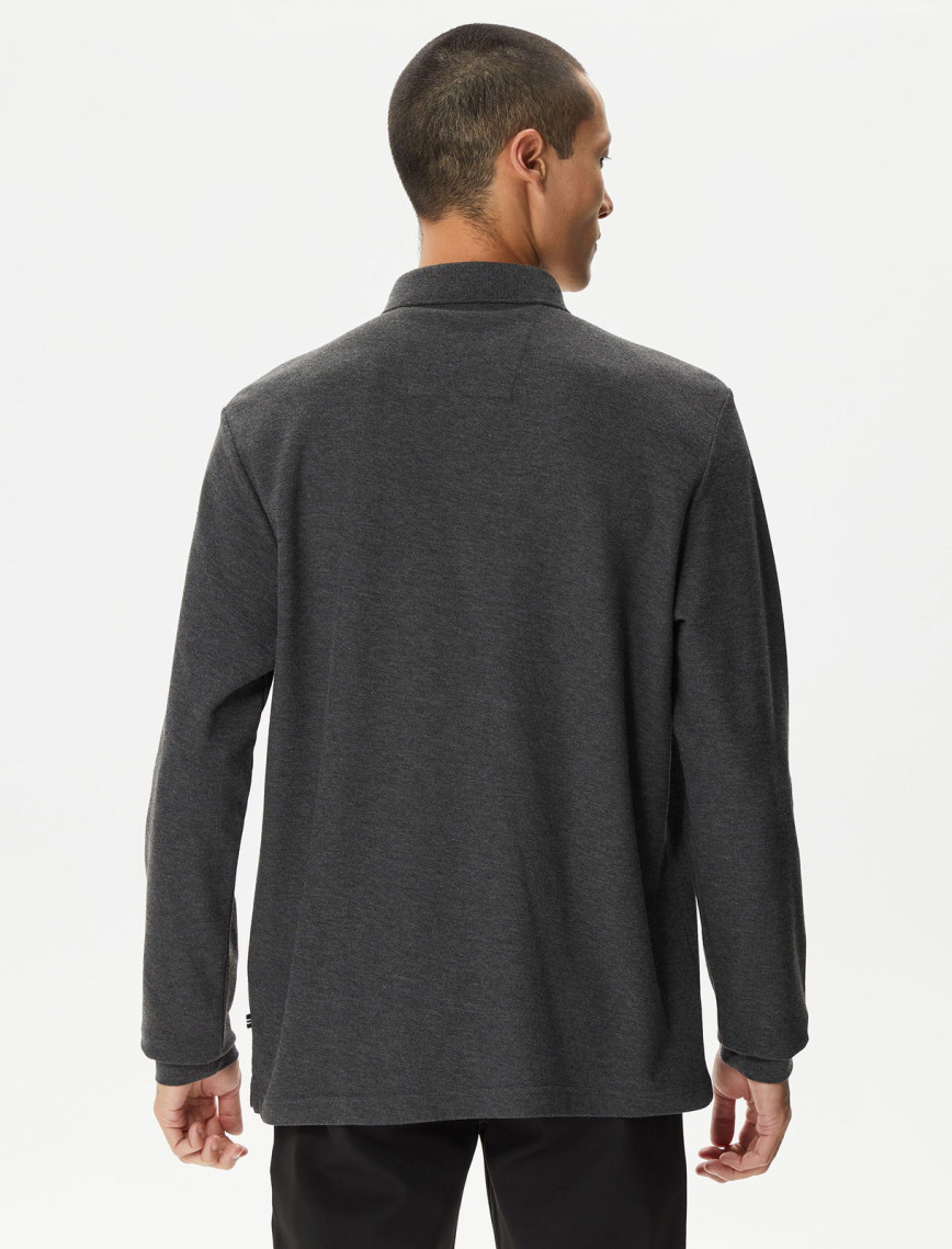 Nautica Erkek Gri Classic Fit Uzun Kollu Polo Nautica Erkek Gri Classic Fit Uzun Kollu Polo