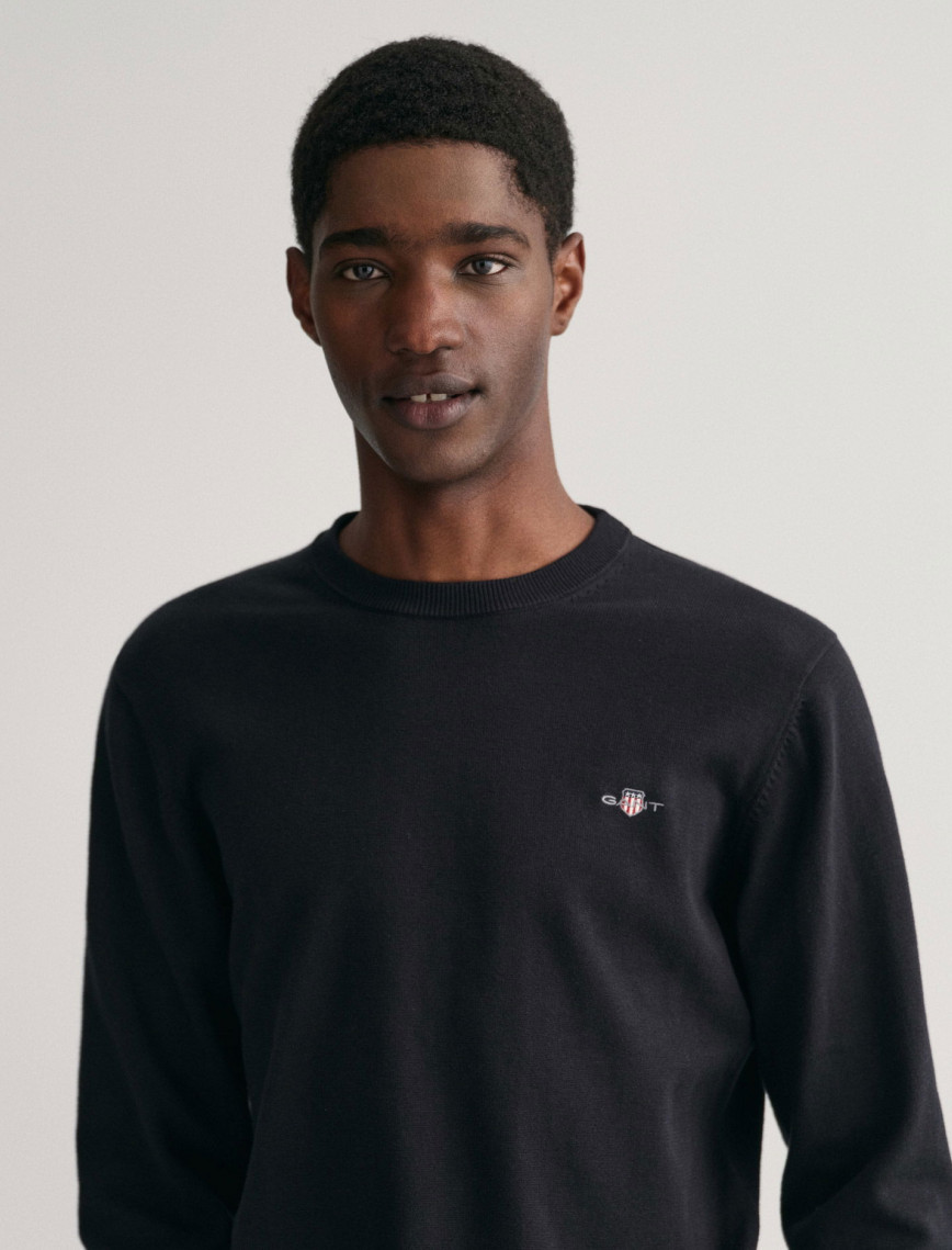 GANT Erkek Siyah Regular Fit Bisiklet Yaka Kazak GANT Erkek Siyah Regular Fit Bisiklet Yaka Kazak